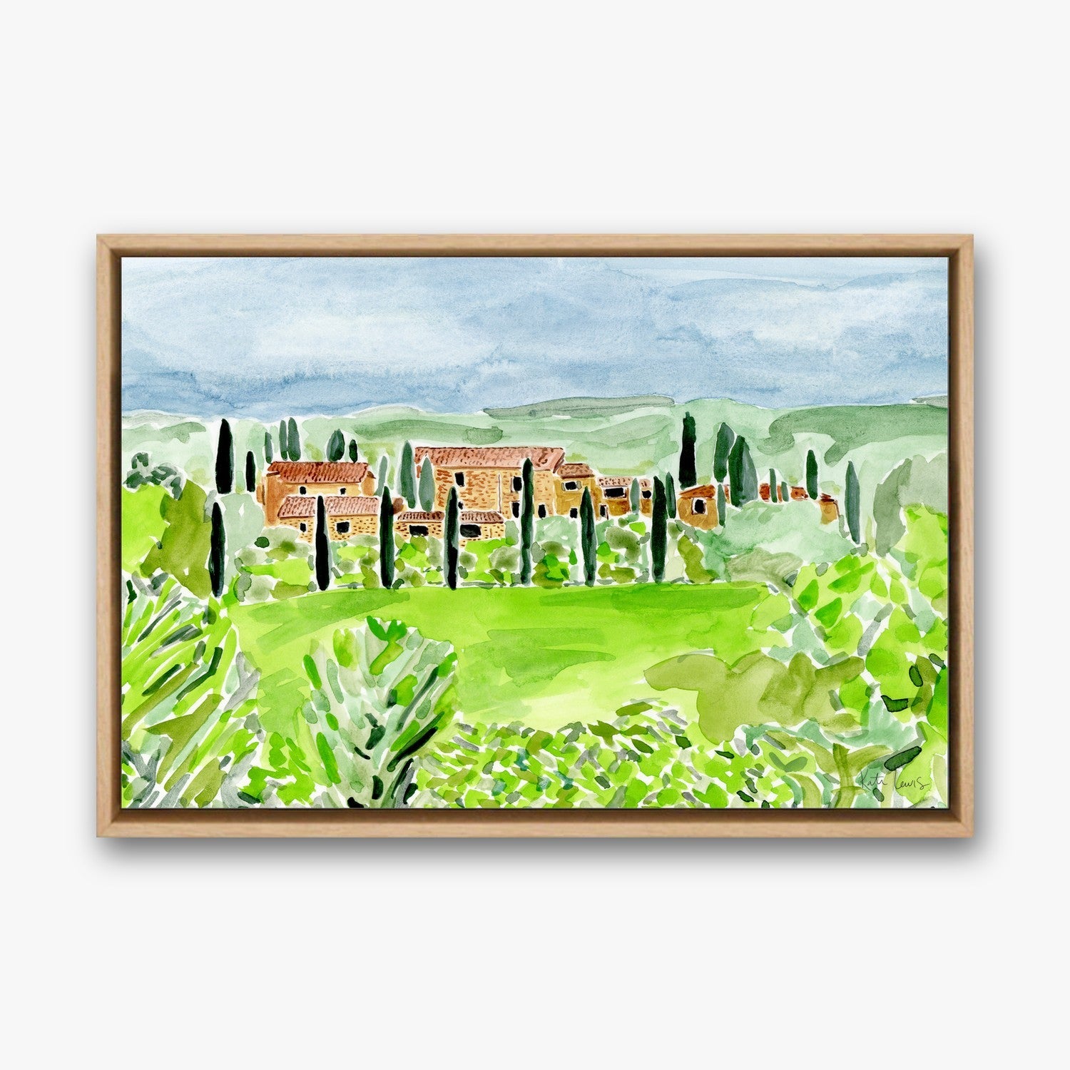 The Villa in a Natural Oak float frame
