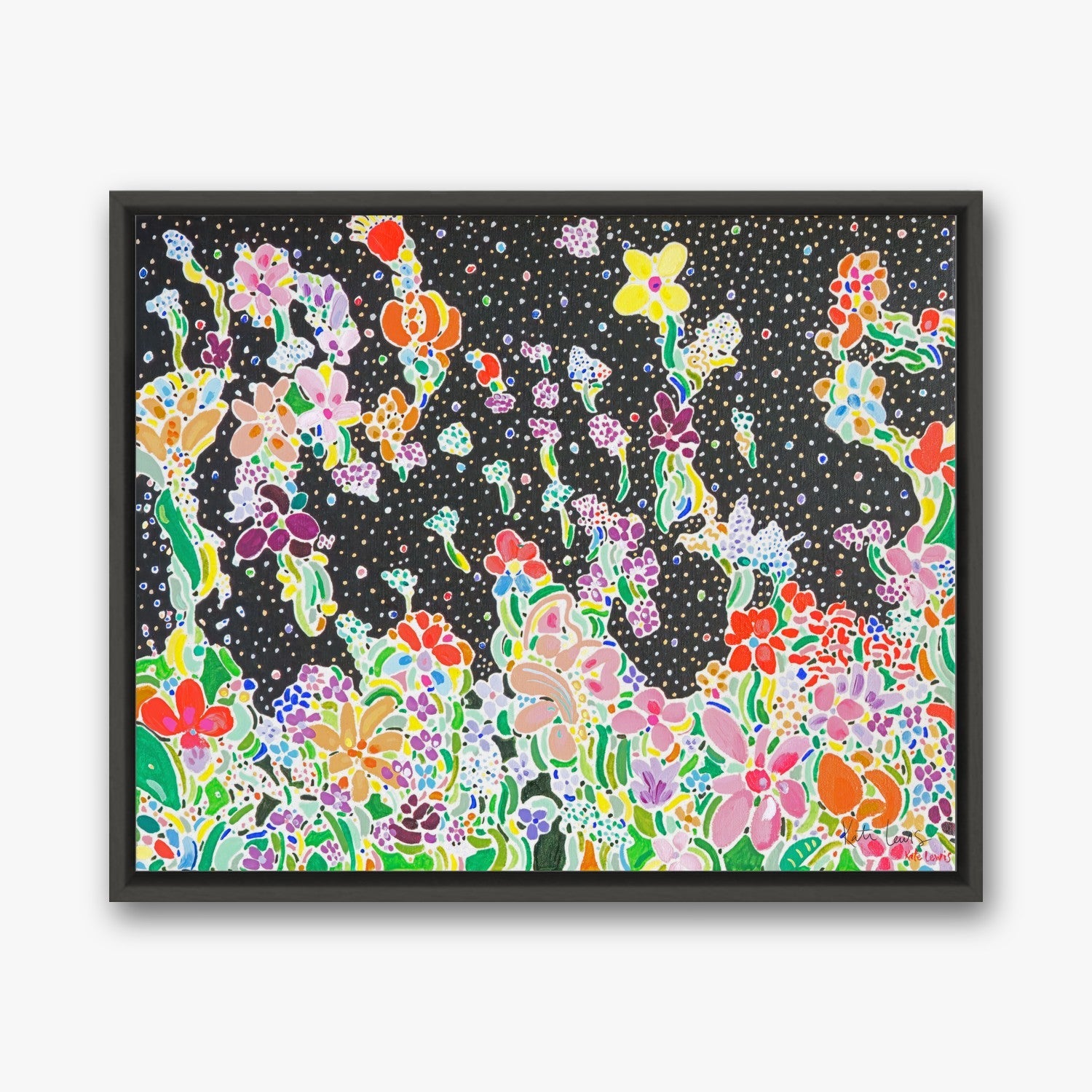 Where the Wildflowers Gather in a Black float frame